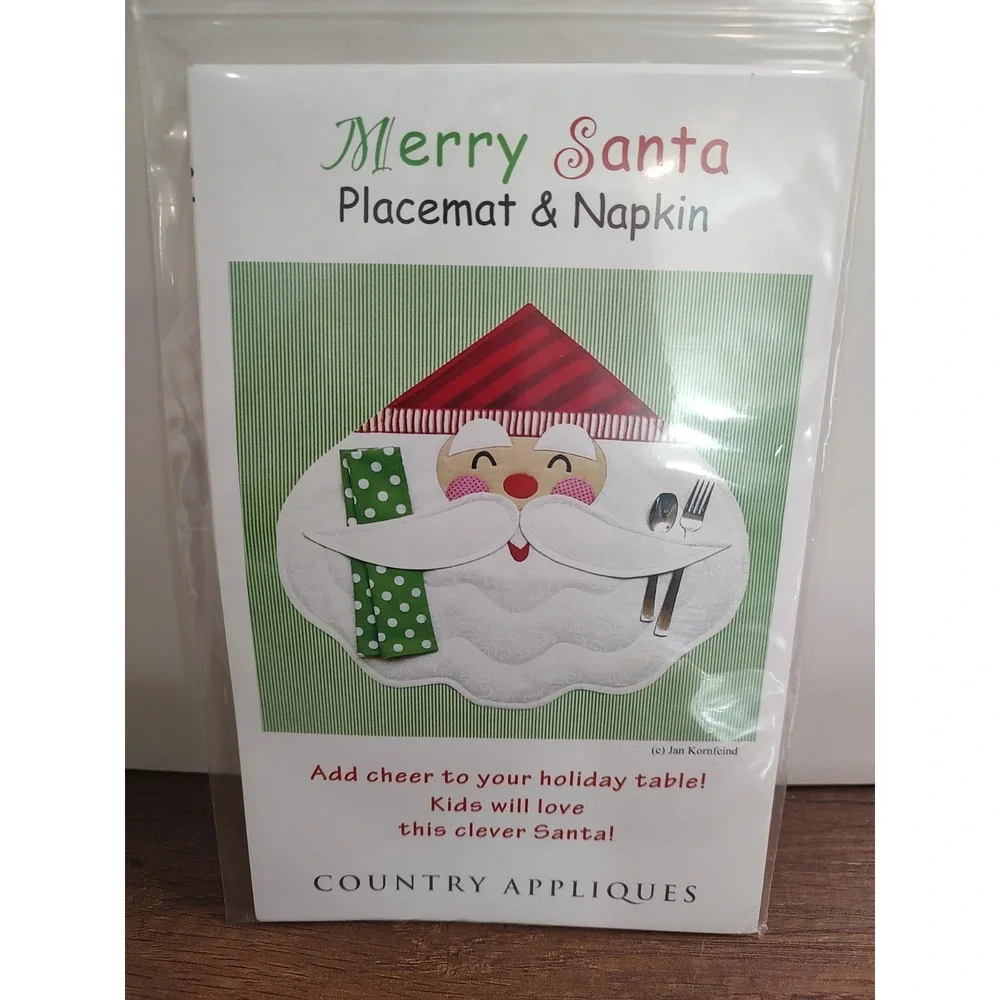 Country Appliques Merry Santa Placemat Napkin Pattern P8